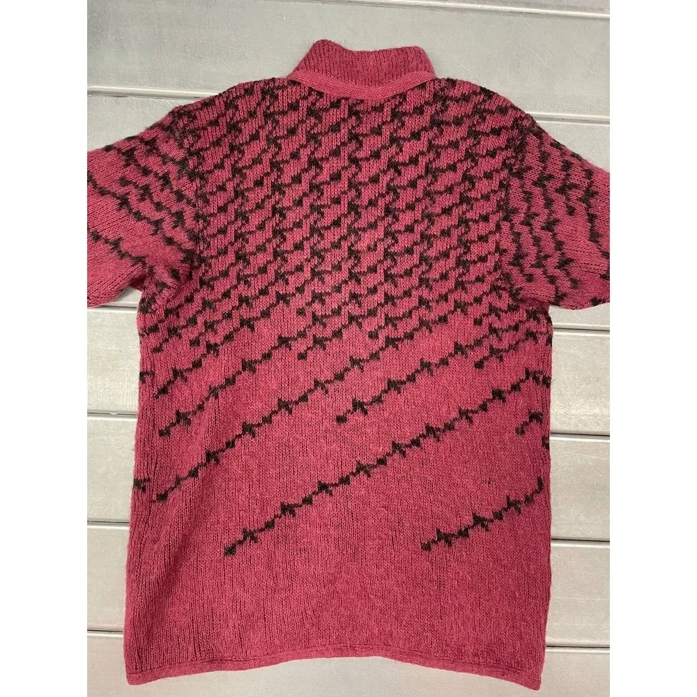 Vintage Alafoss‎ Cardigan Sweater Womens Small Red Pure Wool Icelandic Nordic